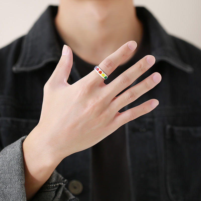 Anillo de corazón LGBT de acero de acero de acero de titanio al por mayor